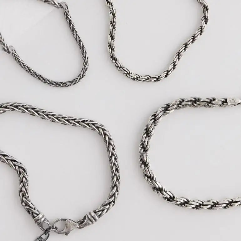 CLUE - Cutting Chain Couple Silver Bracelet - CLUE - Jewelry - Harumio