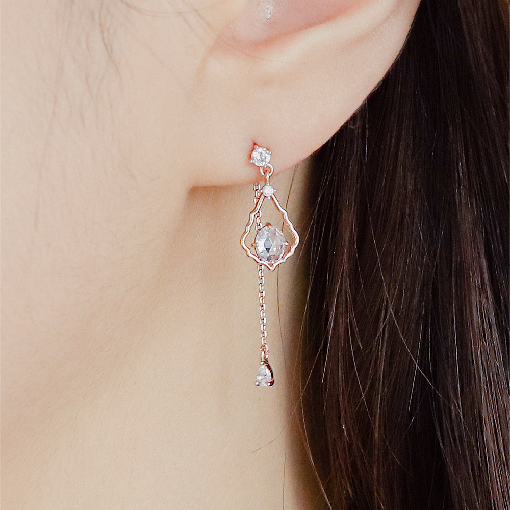CLUE - Alli Ice Peace Chain Drop Rose Gold Earrings