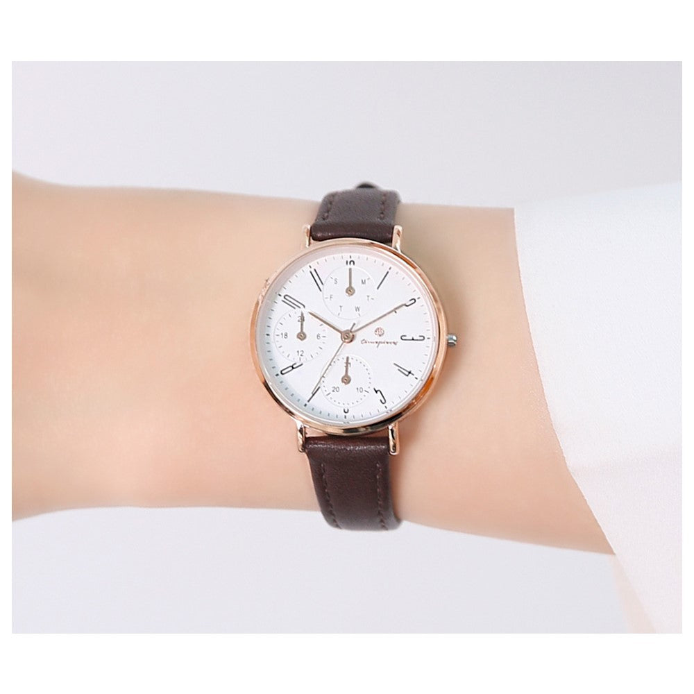 OST - Jean Brown Women's Couple Leather Watch