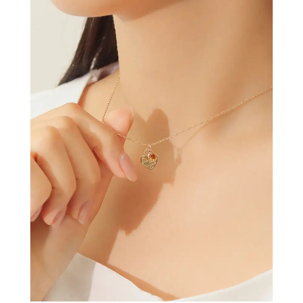 CLUE - 14K Gold Filled Eternal Citrine Stone Heart Necklace - CLUE - Jewelry - Harumio