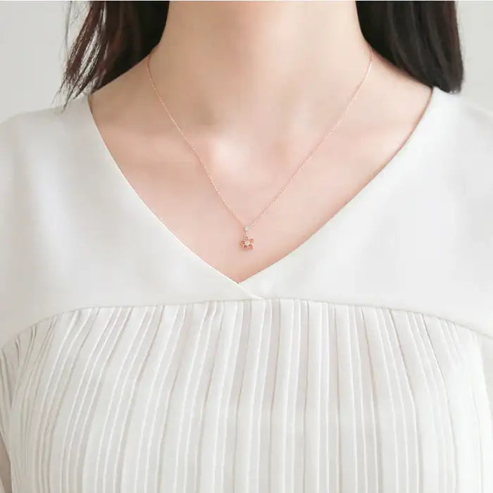 CLUE - Grayrough Diamond Flower Silver Necklace - CLUE - Jewelry - Harumio