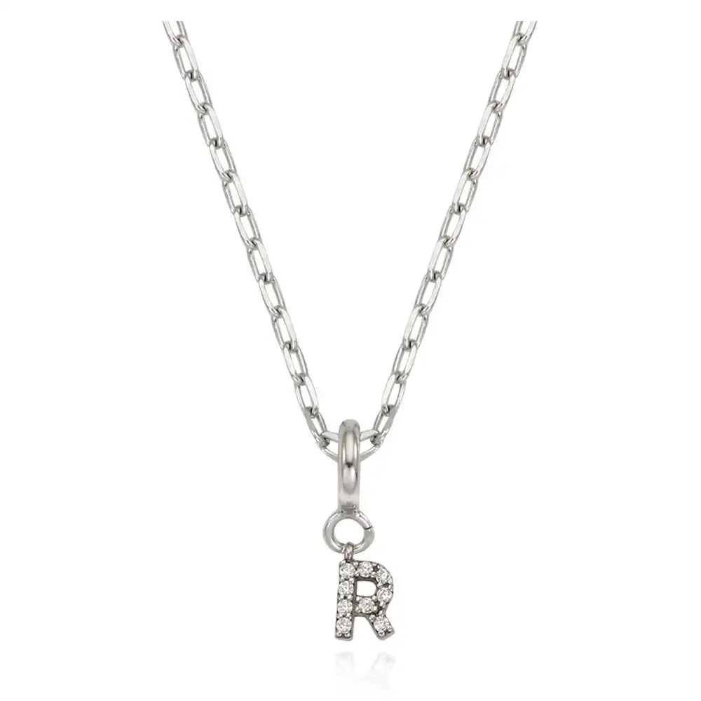 OST - 'R' Initial Silver Drop Necklace - OST - Jewelry - Harumio