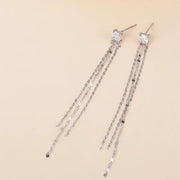 CLUE - Crystal Swing Drop Silver Earrings - CLUE - Jewelry - Harumio