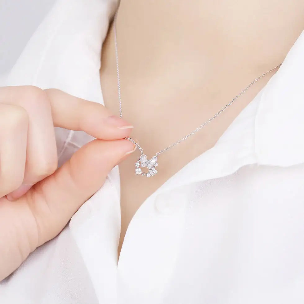 CLUE - White Spring Butterfly Silver Necklace (Happiness & Joy) - CLUE - Jewelry - Harumio