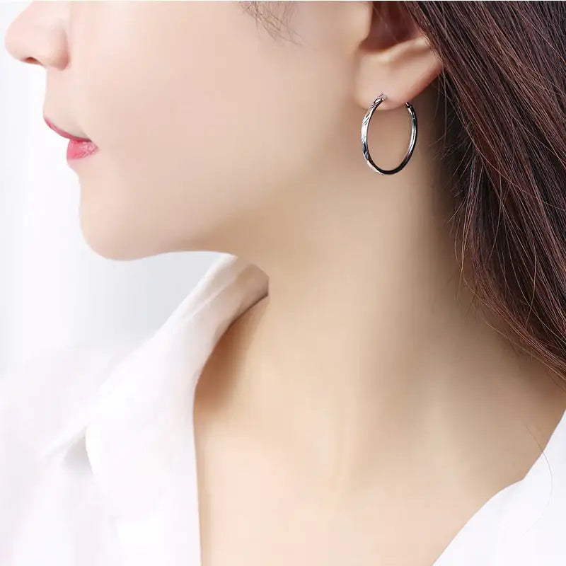 CLUE - Basic Cut Silver Ring Earrings - CLUE - Jewelry - Harumio