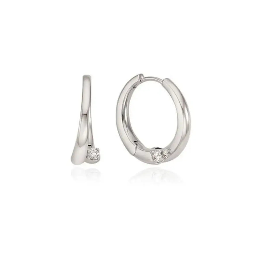 OST - Double Line One Cubic Point Ring Earrings - OST - Jewelry - Harumio