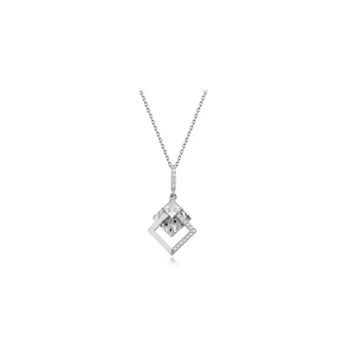 CLUE - White Square Silver Necklace