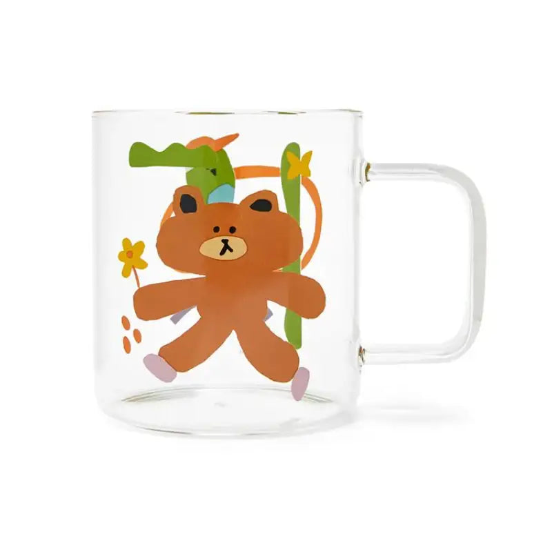 Line Friends - Glass Mug & Coaster Set - Line Friends - Tableware - Harumio