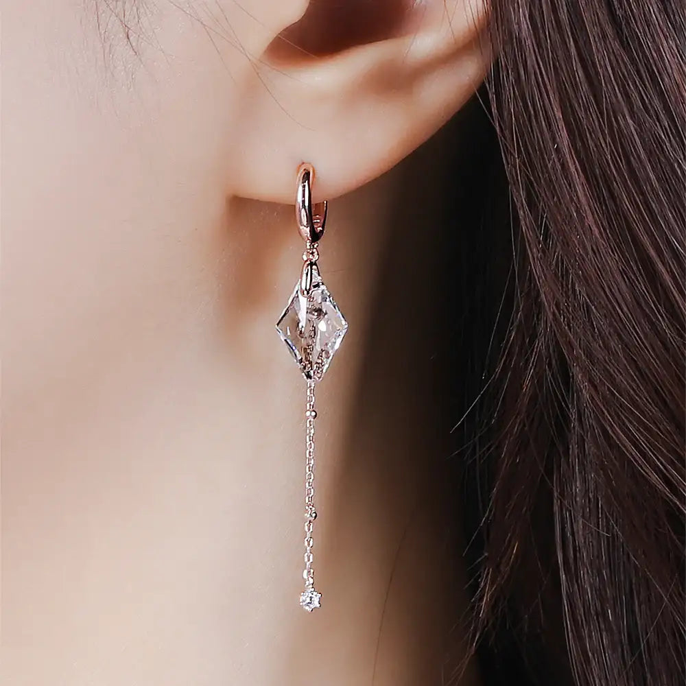 CLUE - Ice Crystal One Touch Rose Gold Earrings - CLUE - Jewelry - Harumio