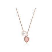 CLUE - Petite Heart Pearl Silver Necklace - CLUE - Jewelry - Harumio