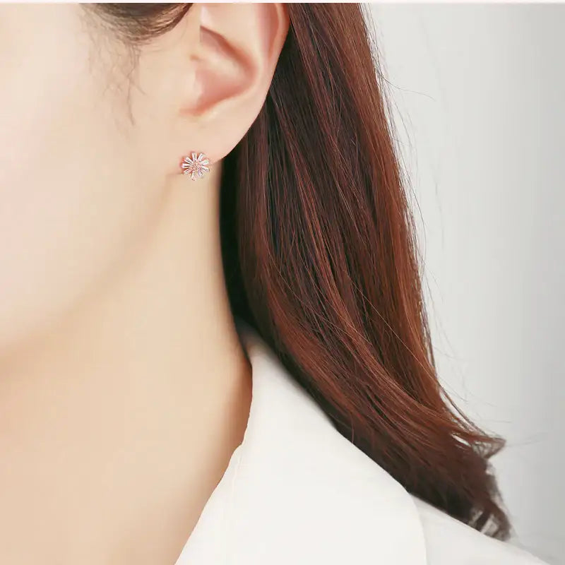 CLUE - Shining Cubic Sunflower Silver Earrings - CLUE - Jewelry - Harumio