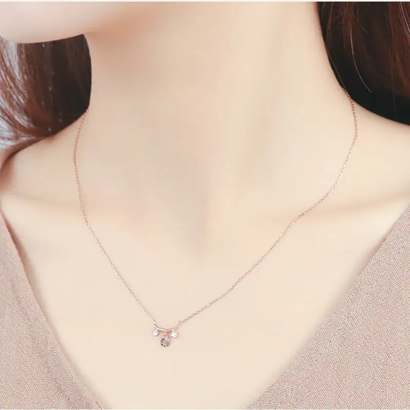 CLUE - Graceful Rose Gold Silver Necklace - CLUE - Jewelry - Harumio