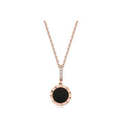 CLUE - Volume Onyx Round Silver Necklace - CLUE - Jewelry - Harumio
