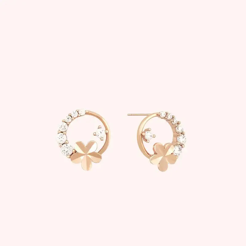 CLUE - Petite Flowery Rose Gold Silver Earrings - CLUE - Jewelry - Harumio