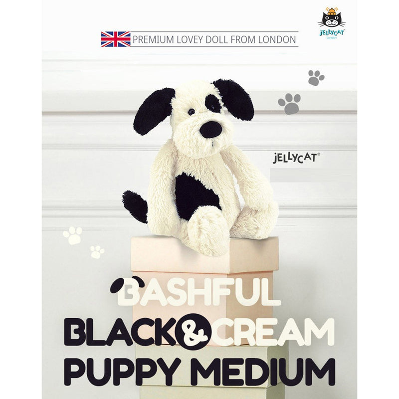 JELLYCAT - Black & Cream Puppy Plush Doll