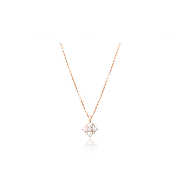CLUE - White Hydrangea Rose Gold Necklace