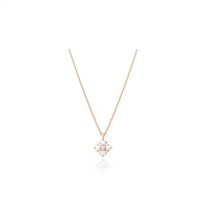 CLUE - White Hydrangea Rose Gold Necklace