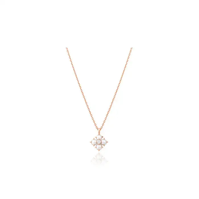 CLUE - White Hydrangea Rose Gold Necklace - CLUE - Jewelry - Harumio