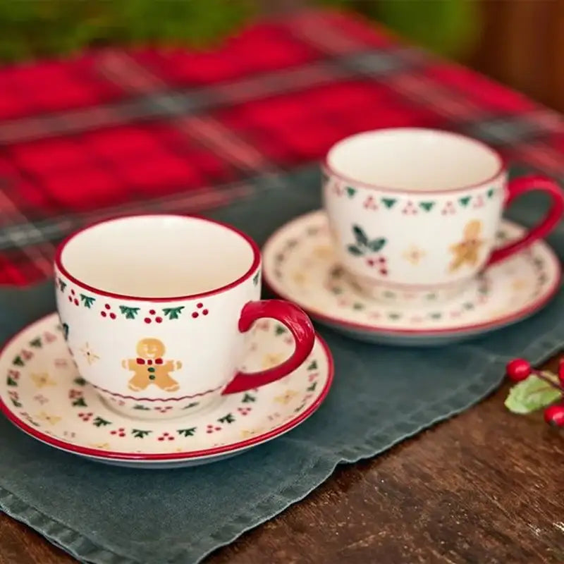 Korean Christmas Village - Cup and Saucer 2 Set - Modern House - Cup & Saucer Set - Harumio