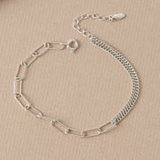 CLUE - Unbalanced Mix Chain Silver Bracelet - CLUE - Jewelry - Harumio