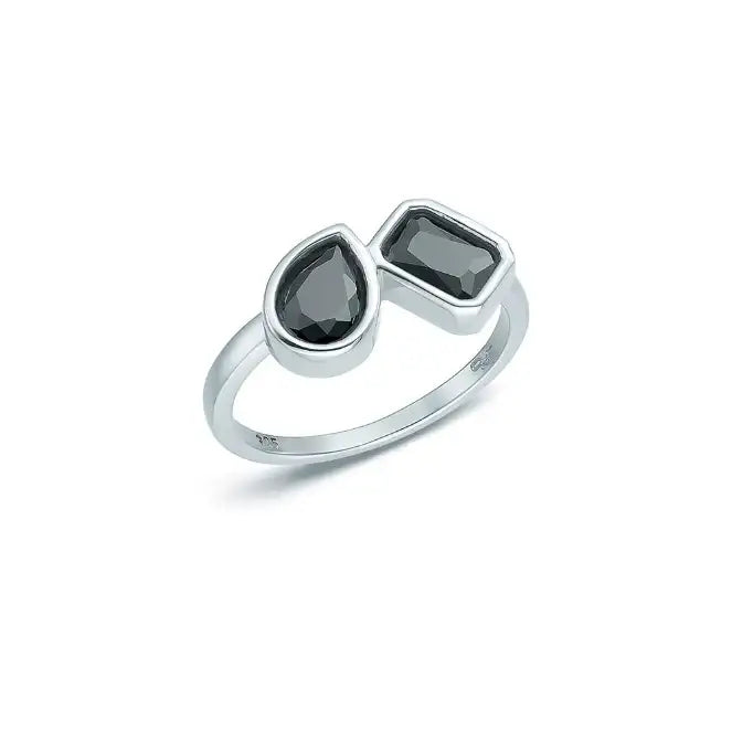 OST - Square Waterdrop Black Ring - OST - Jewelry - Harumio