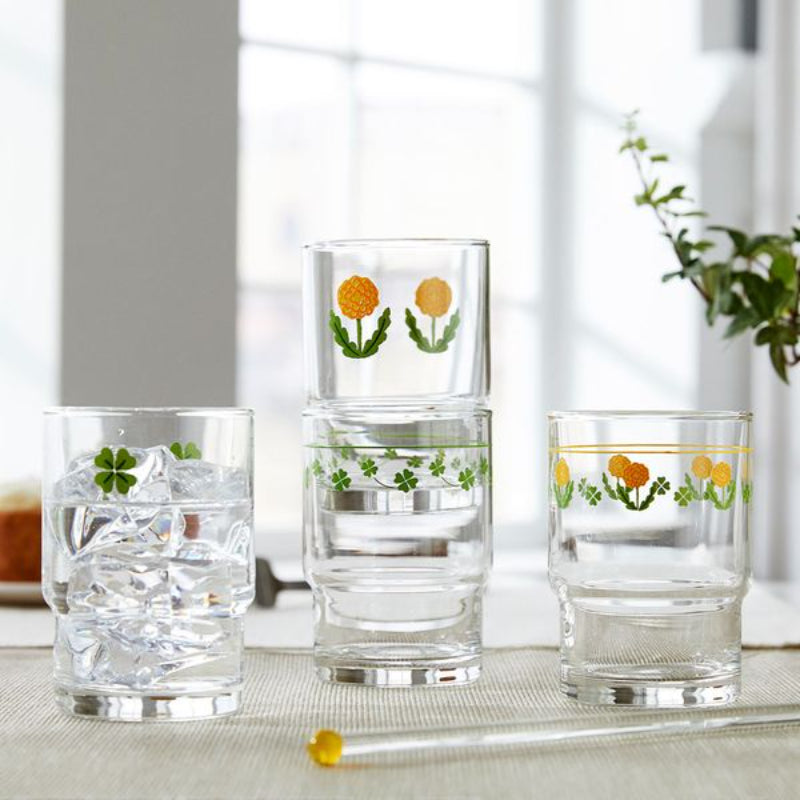 Korean L Dandelion - Clover Glass Cup 4P