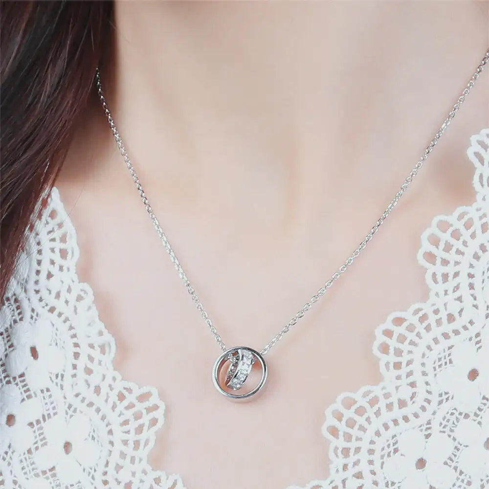 CLUE - Square Stone Link Silver Necklace - CLUE - Jewelry - Harumio