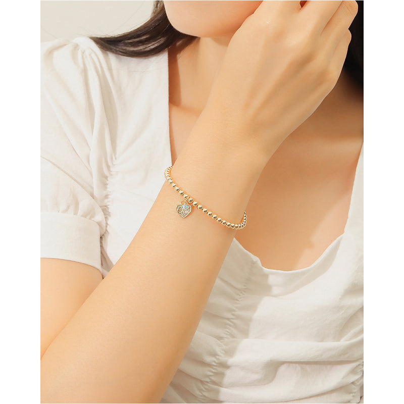 CLUE - 14K Gold Filled Eternal Aquamarine Stone Heart Bracelet