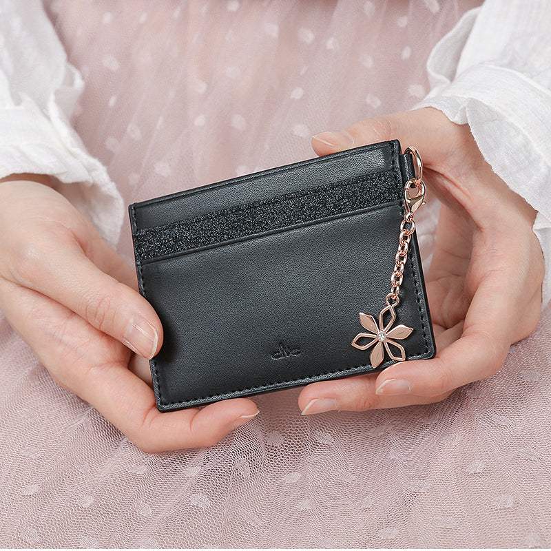 CLUE - Poinsettia Glitter Black Card Wallet - CLUE - Accessories - Harumio