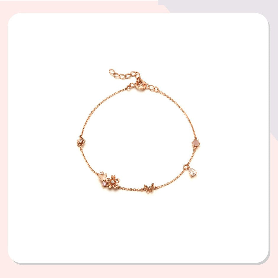 CLUE - Sweet Candy Cherry Blossom Silver Bracelet