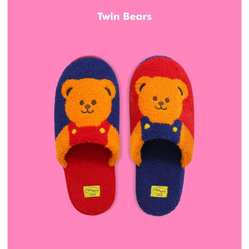 Wiggle Wiggle - Terry Home Slipper - Twin bears