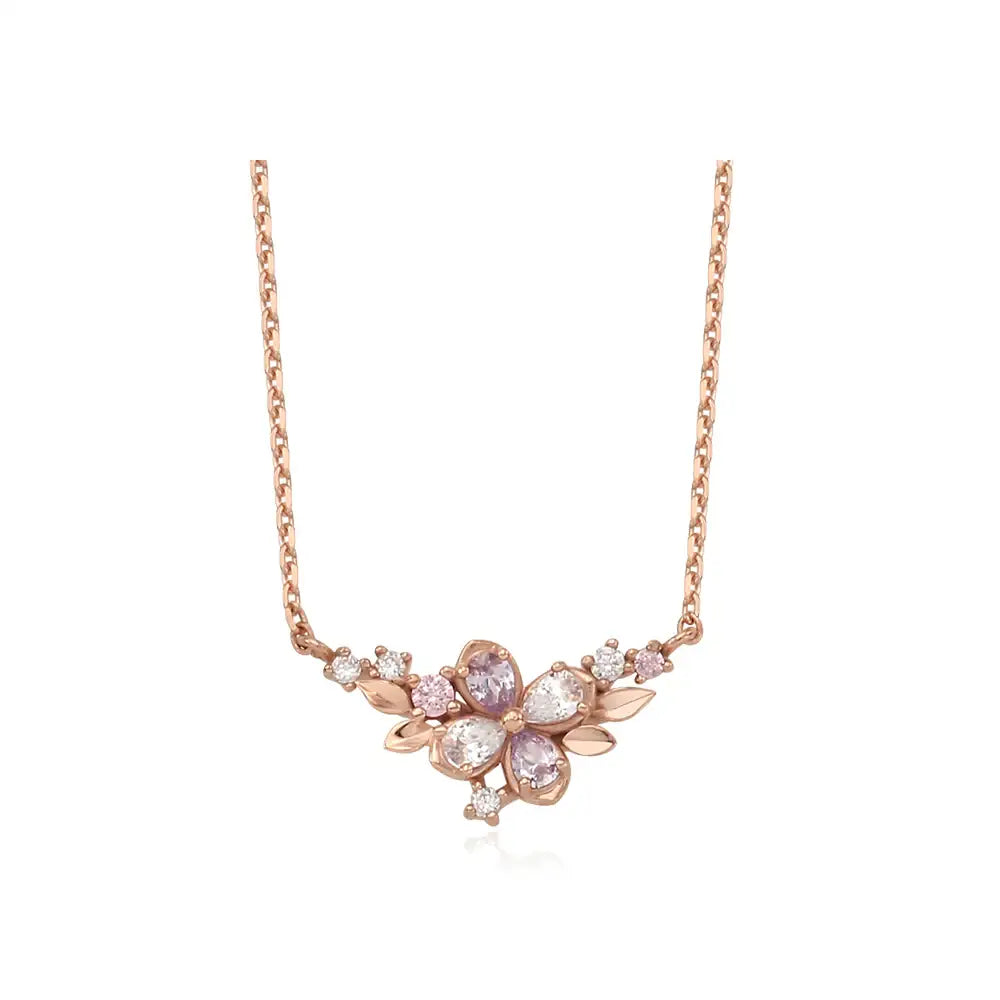 CLUE - Purple Hydrangea Silver Necklace - CLUE - Jewelry - Harumio