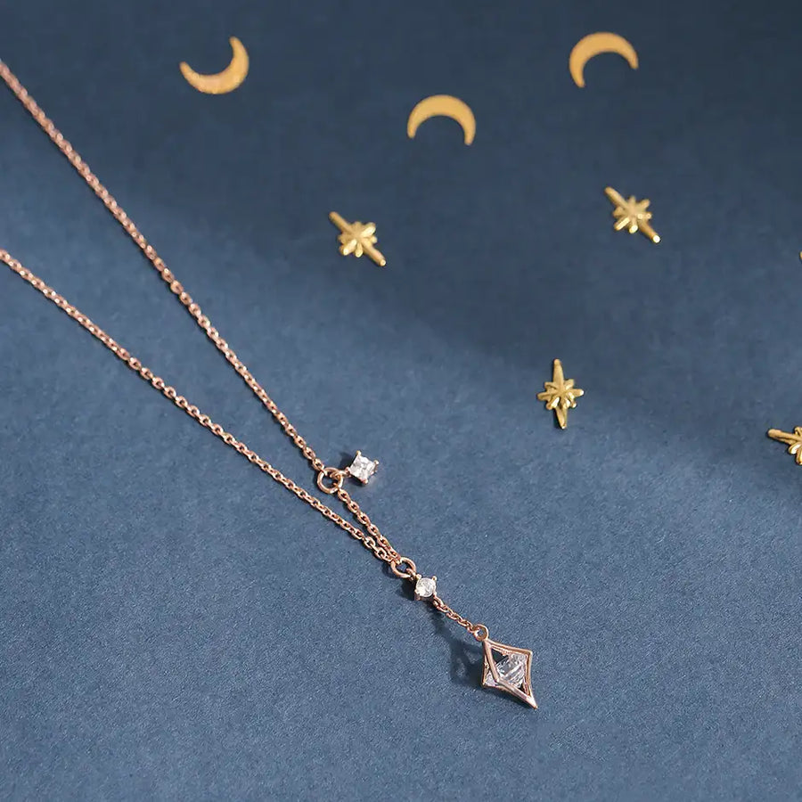CLUE - Starry Sky Sculpture Moonlight Silver Necklace - CLUE - Jewelry - Harumio