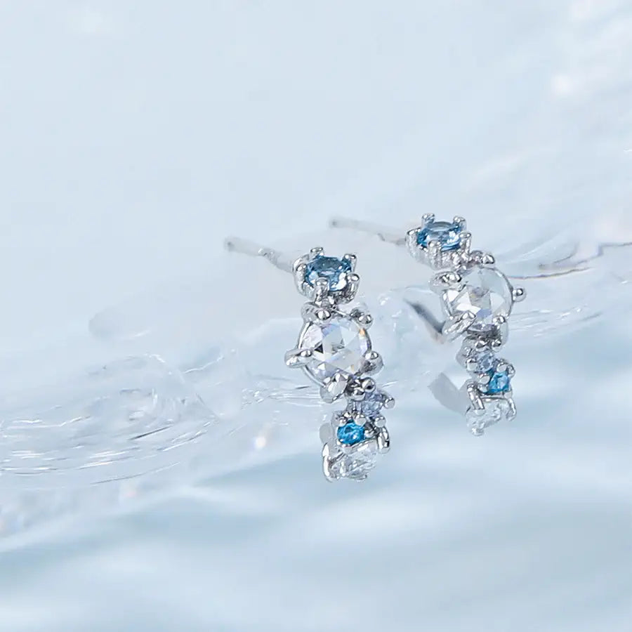 CLUE - Crystal Aqua Silver Earrings - CLUE - Jewelry - Harumio