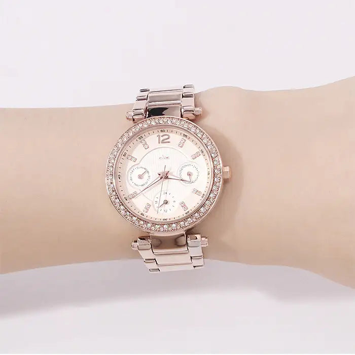 OST - Luxury Full Stone Rose Gold Metal Watch