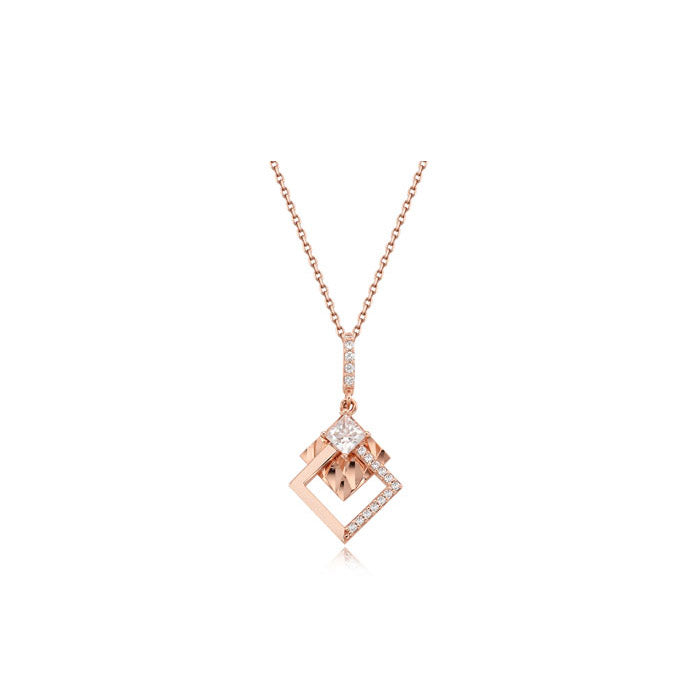 CLUE - Rose Gold Square Silver Necklace