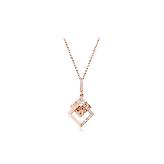 CLUE - Rose Gold Square Silver Necklace - CLUE - Jewelry - Harumio