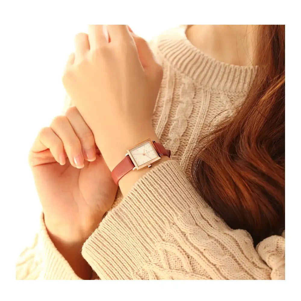 OST - Almond Square Leather Watch - OST - Watch - Harumio