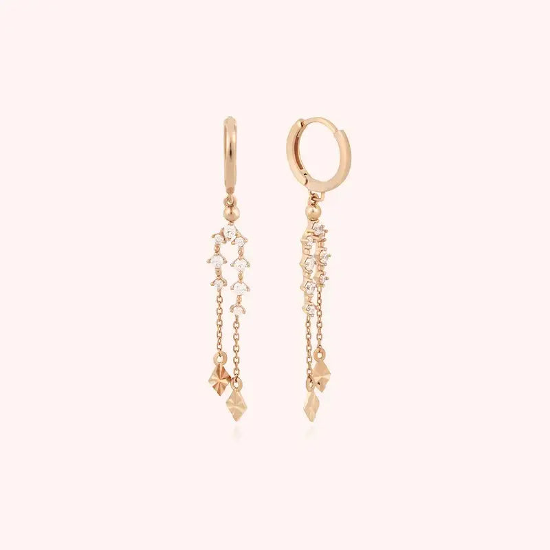 CLUE - Shine Drop Rose Gold Silver Earrings - CLUE - Jewelry - Harumio