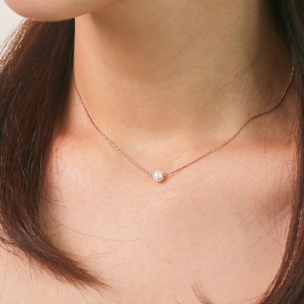 CLUE - Basic Natural Freshwater Pearl Silver Necklace