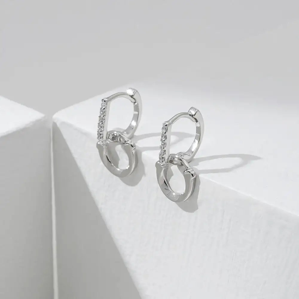 OST - Lucky Lock Two Way Horseshoe Stone Silver Earring - OST - Jewelry - Harumio