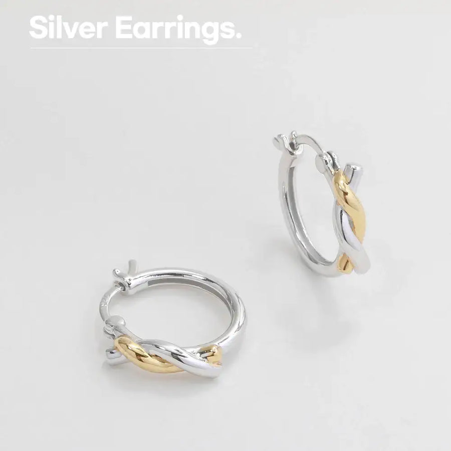 OST - Twist Combi Plated Ring Earrings - OST - Jewelry - Harumio