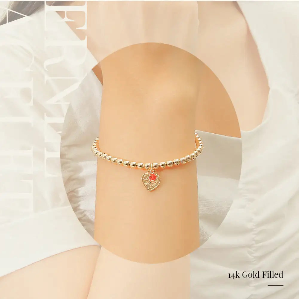 CLUE - 14K Gold Filled Eternal Garnet Stone Heart Bracelet - CLUE - Jewelry - Harumio