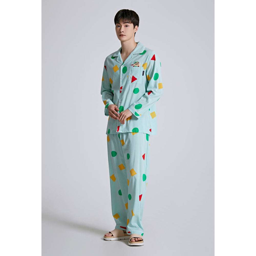 SPAO x Crayon Shin-chan - Goodnight Long Sleeve Pajamas Set (Mint)