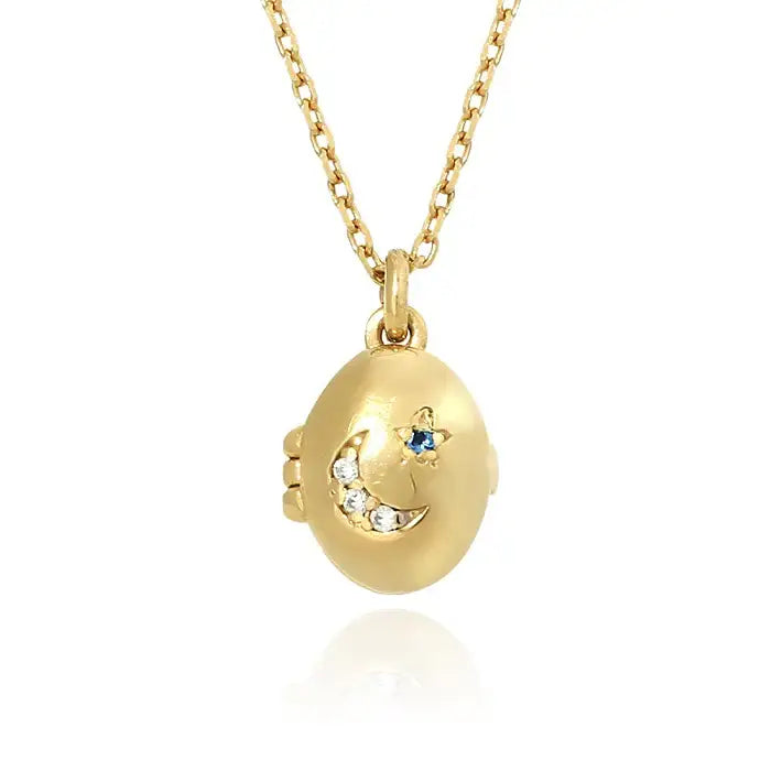 OST - Moon & Star Yellow Gold Locket - OST - Jewelry - Harumio