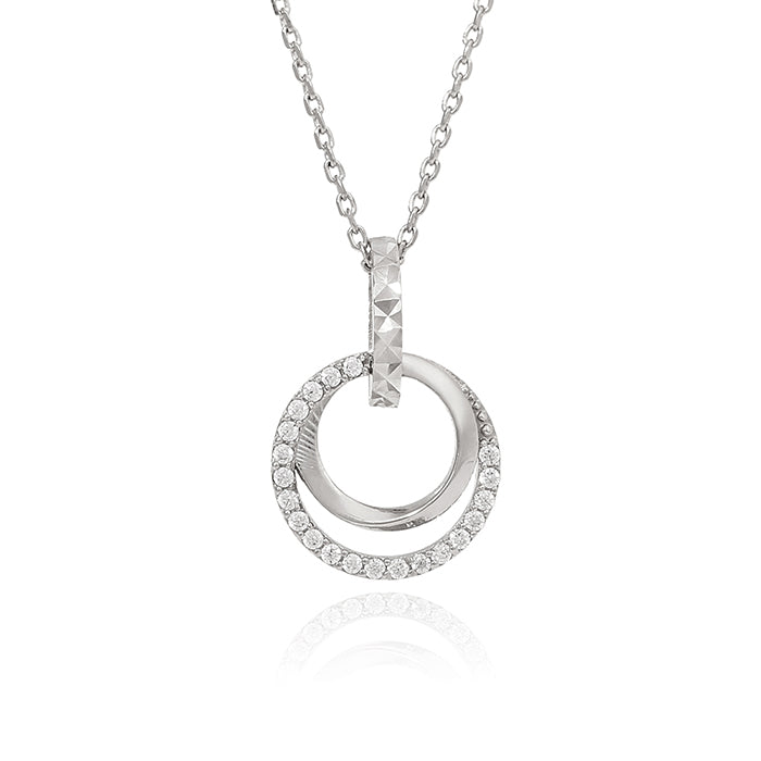 OST - Retro Circular Lock Silver Necklace