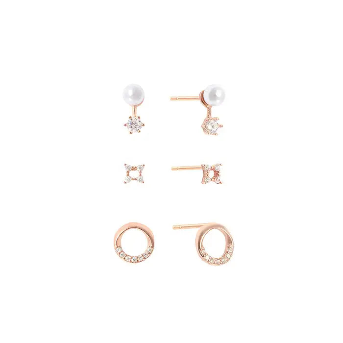 OST - Point Pearl Rose Gold Ring Package Earrings Set - OST - Jewelry - Harumio