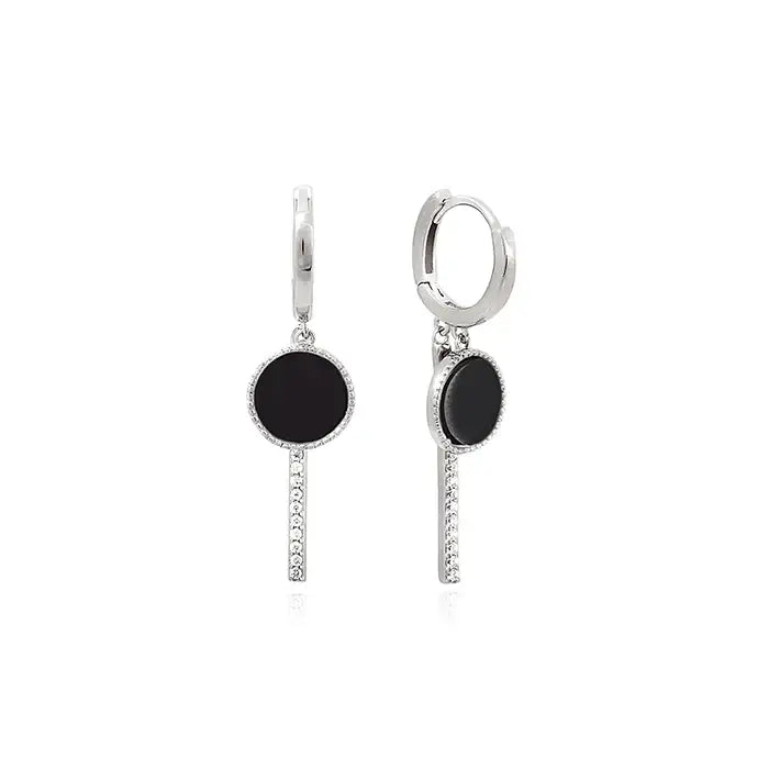 OST - Onyx Silver Drop Earrings - OST - Jewelry - Harumio