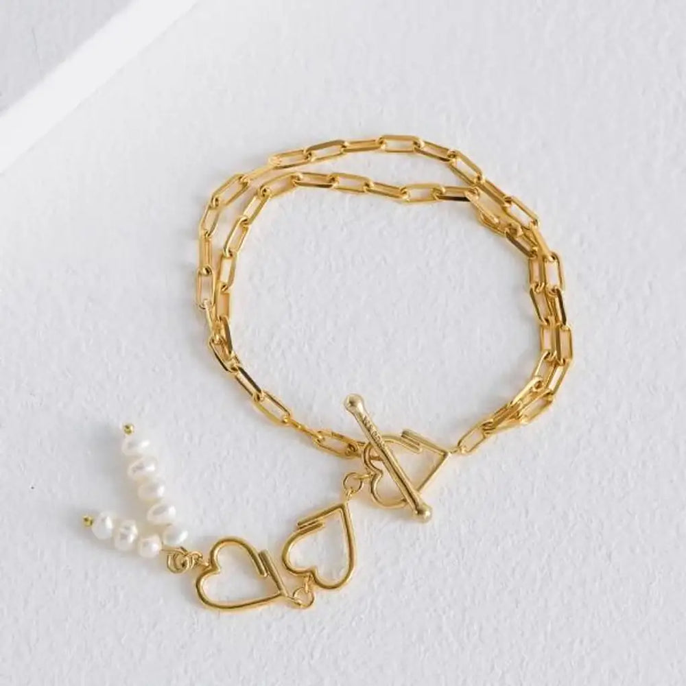 Bloom x Dewey Desert - Heart Layered Silver Bracelet - Bloom x Dewey Desert - Jewelry - Harumio