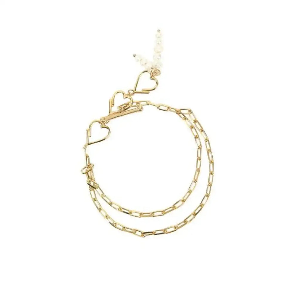Bloom x Dewey Desert - Heart Layered Silver Bracelet - Bloom x Dewey Desert - Jewelry - Harumio